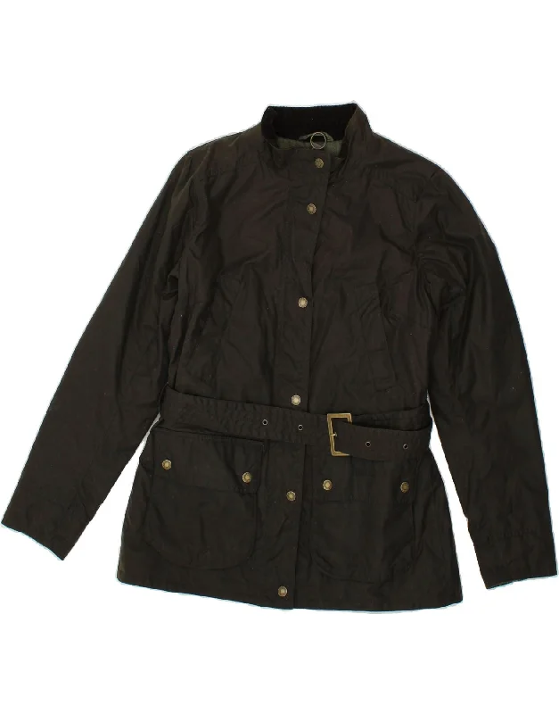 Weekend Discounts to Enjoy BARBOUR Womens Waxed Cotton Jacket UK 12 Medium Khaki