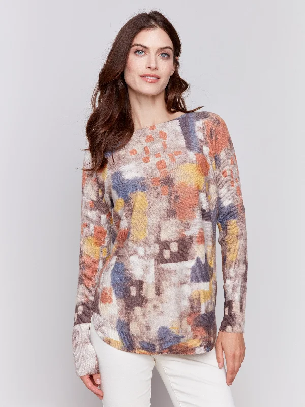 Limited Time Printed Plush Knit Sweater - Cranberry