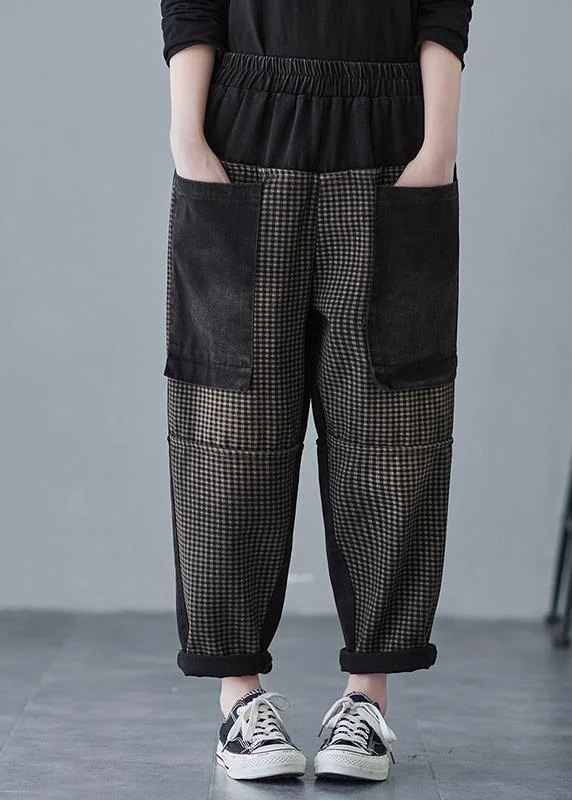 Buy More, Save More Style Spring Pants Elastic Waist Plaid Photography Patchwork trousers