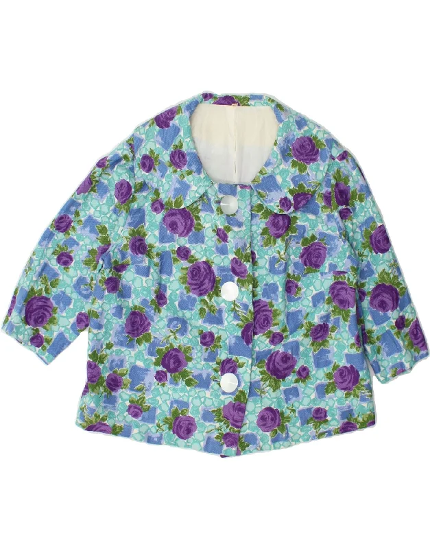 Take Advantage VINTAGE Womens 3/4 Sleeve 3 Button Blazer Jacket IT 44 Medium Blue Floral Take Advantage VINTAGE Womens 3/4 Sleeve 3 Button Blazer Jacket IT 44 Medium Blue Floral