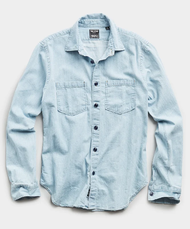 Italian Denim Overshirt in Worn Wash