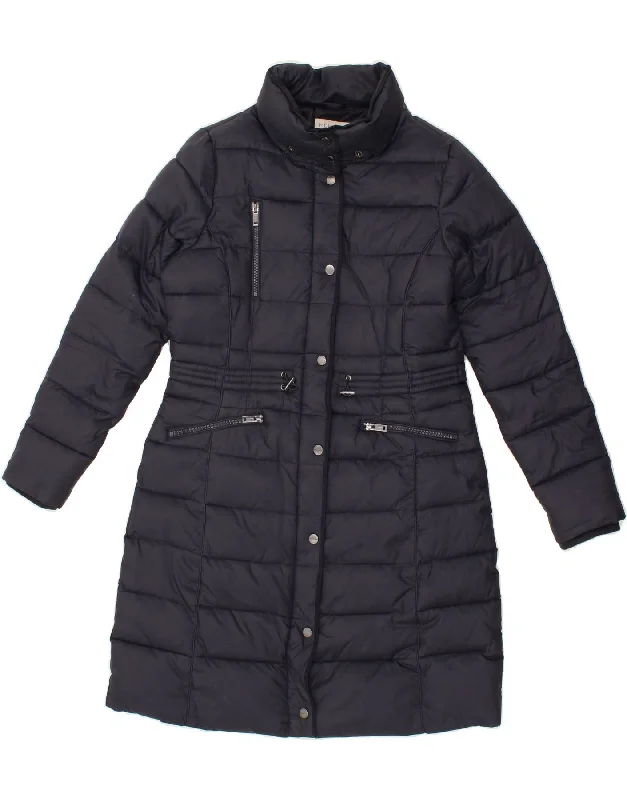 Limited Availability MONSOON Womens Padded Coat UK 14 Medium Navy Blue Polyester