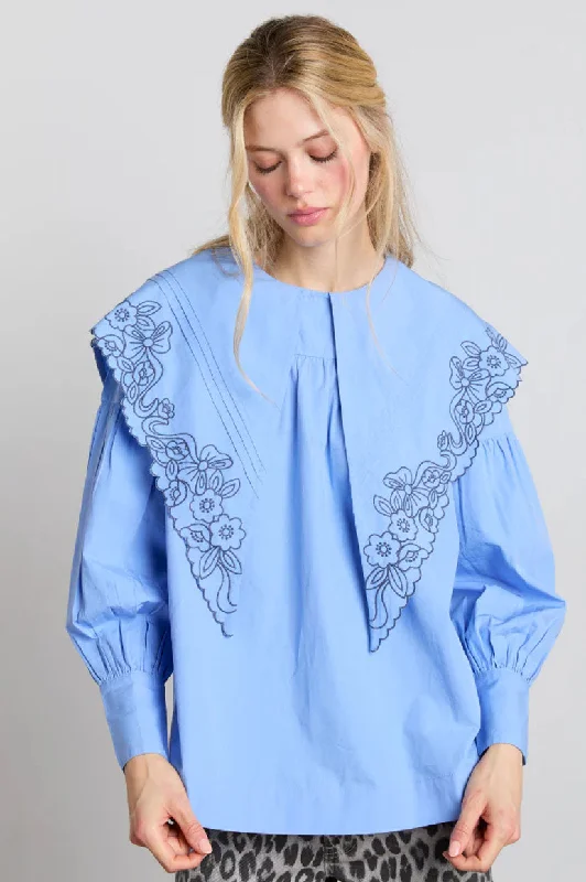 Limited Stock Damson Madder Candy Blouse - Business Blue