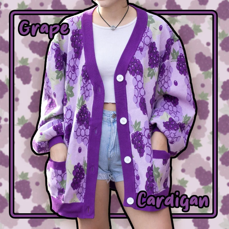 Time-Limited Offer Grape Cardigan