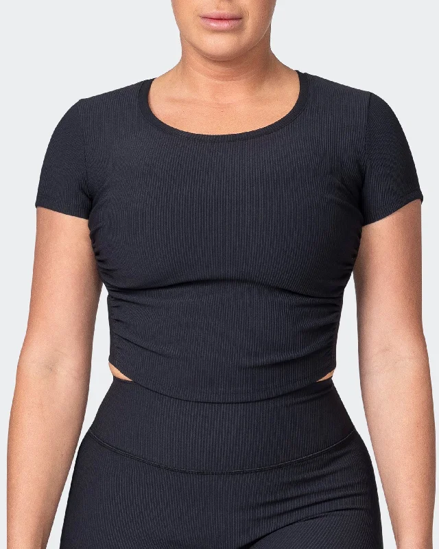 Weekend Bargains to Celebrate Rival Cropped Rib Top - Black