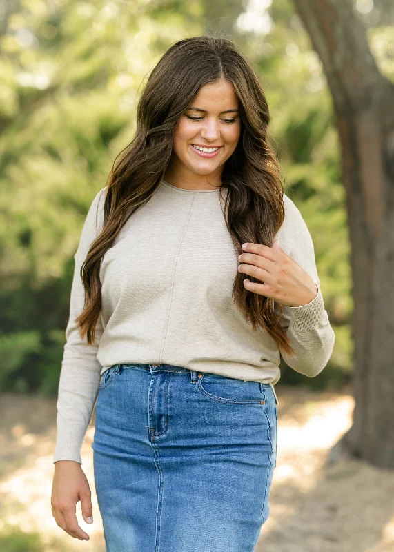 Bonus Savings Thena Front Seam Long Sleeve Sweater - FINAL SALE