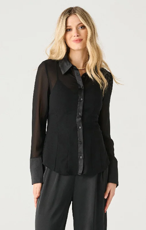 Holiday Sale LS Sinched Sheer Blouse