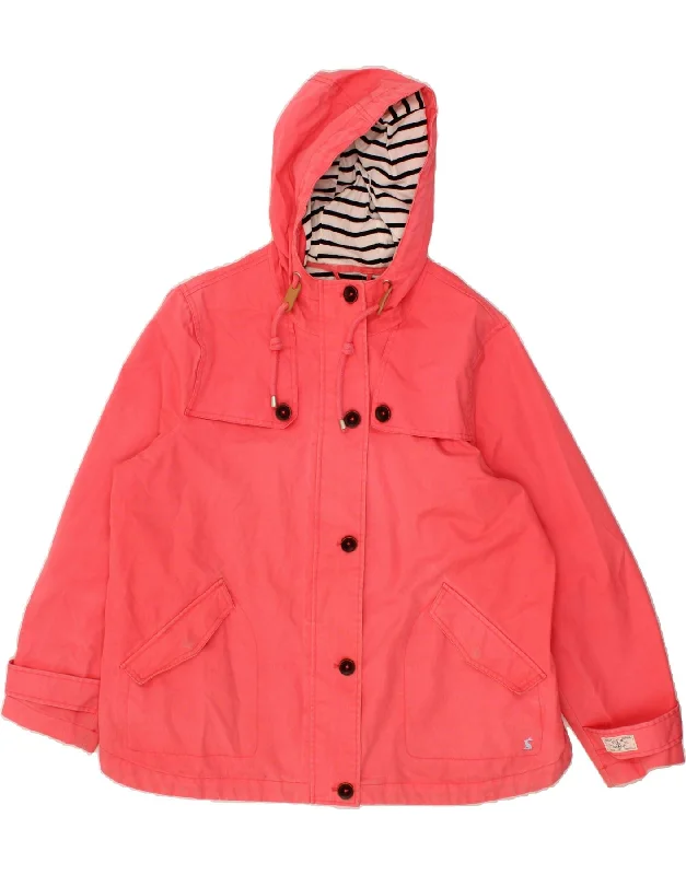 Weekend Deal JOULES Womens Loose Fit Hooded Waterproof Jacket UK 20 2XL Pink Cotton