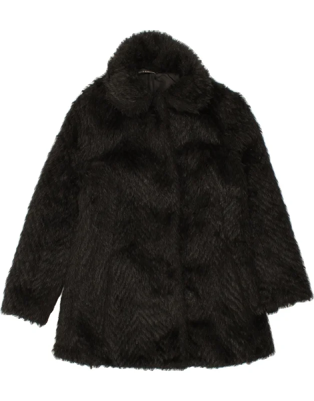 Weekend Savings Spectacle VINTAGE Womens Faux Fur Overcoat UK 10 Small Black