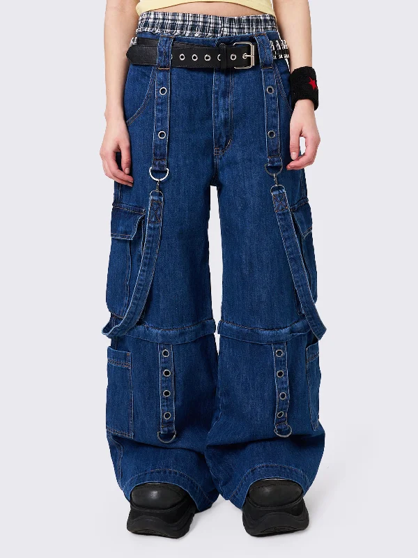 Fantastic Savings Trek Blue Wide Leg Cargo Jeans