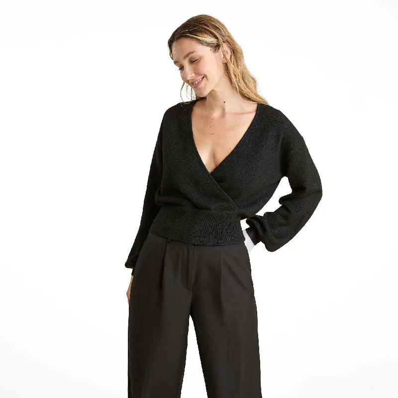 Deal Frenzy Cozy Knit Wrap Sweater | Black