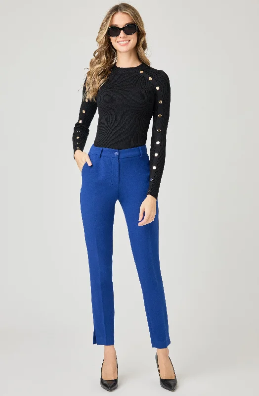 Weekend Offers That Delight Knit Top with Gold Button Embellishments