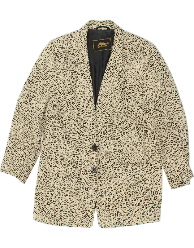 Discount Mania BERRI Womens 2 Button Blazer Jacket UK 12 Medium Off White Animal Print