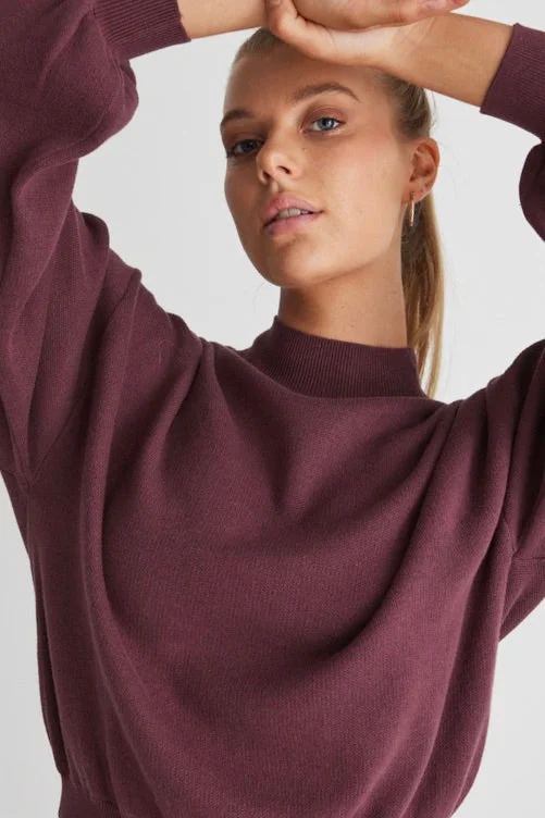 Lowest Price Motivation Raisin Cotton Fine Knit Boxy Jumper