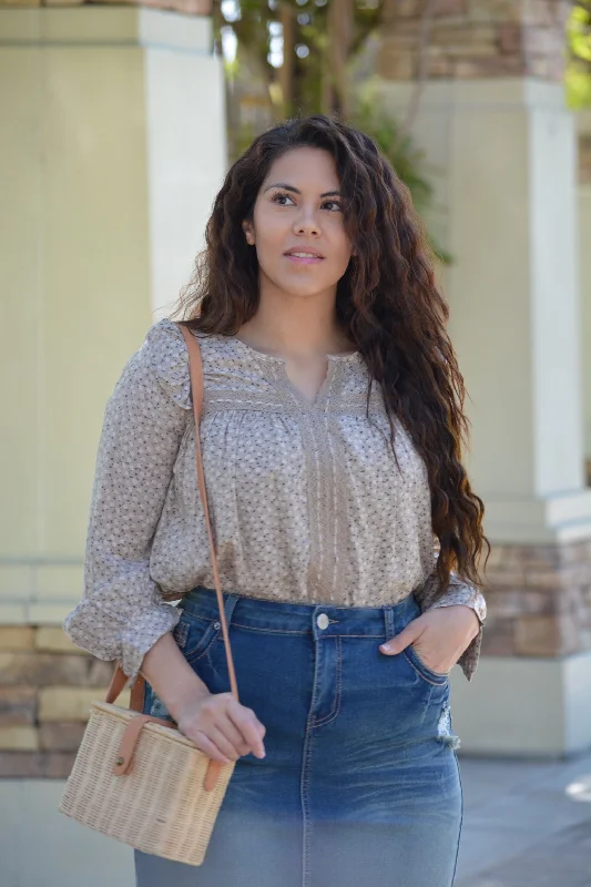 TIME-Limited Offer Adie Tan Crochet Floral Top