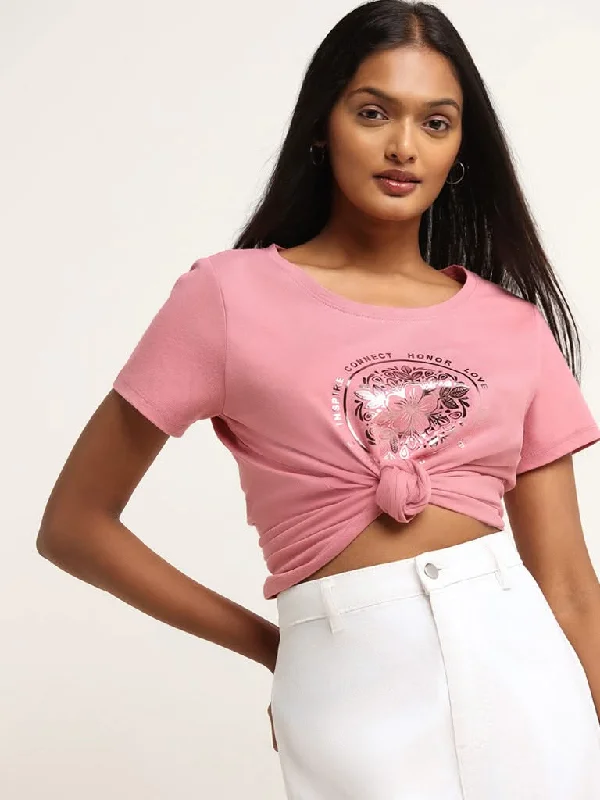 Weekend Bargains to Grab LOV Pink Printed T-Shirt