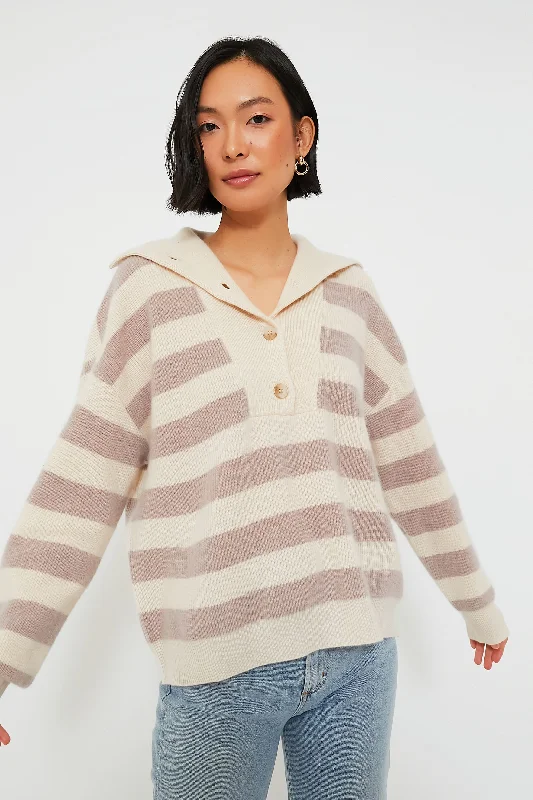 Unbeatable Deal Vanilla Mauve Walden Stripe Cashmere Rafferty Sweater