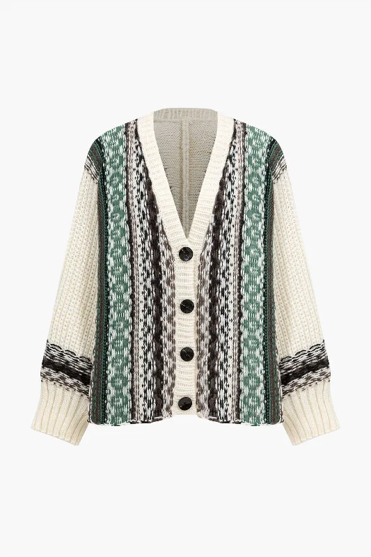 Weekend Specials You Can't Miss Sweater Button Patchwork Long-Sleeve Cardigan