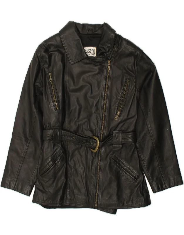 Online Only JCC Womens Leather Jacket UK 14 Large Black Leather