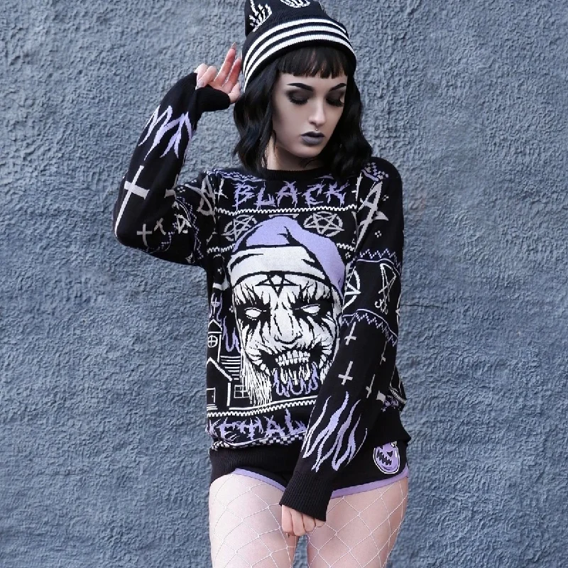 Bonus Offer Black Metal Meme Knit Christmas Sweater