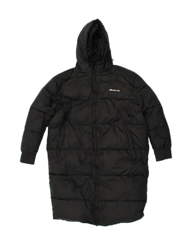 Massive Savings ELLESSE Womens Hooded Padded Coat UK 22 3XL Black Polyester