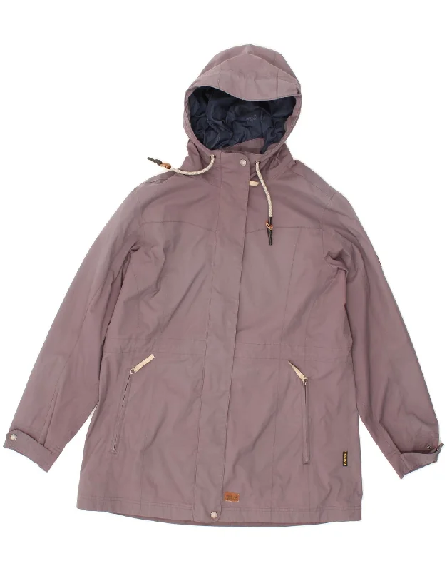 Daily Deals JACK WOLFSKIN Womens Hooded Rain Jacket UK 18/20 XL Purple Polyamide