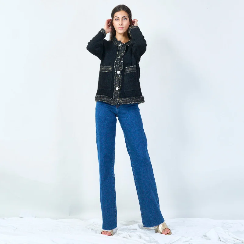Act Now Fringed-edge boucle cardigan wholesale