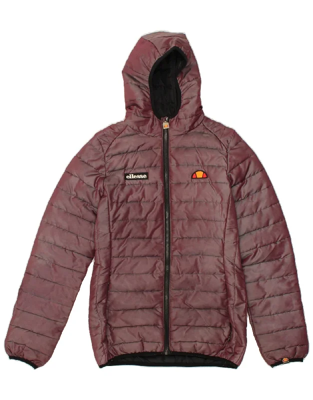 Sale Event ELLESSE Womens Hooded Padded Jacket UK 8 Small Burgundy Nylon