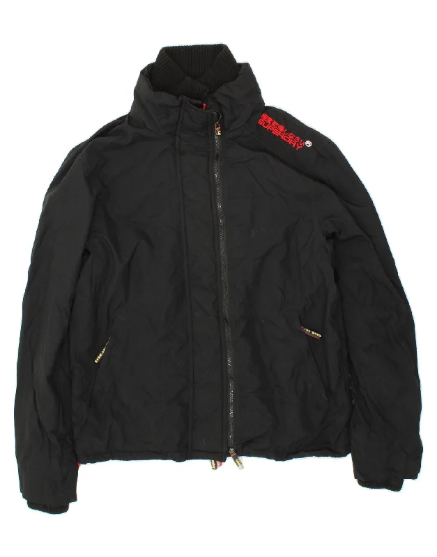 Year-End Sale SUPERDRY Womens Windcheater Windbreaker Jacket UK 18 XL Black Nylon
