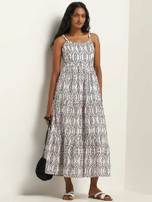 Special Offer LOV Off-White Schiffli Detailed Tiered Cotton Dress