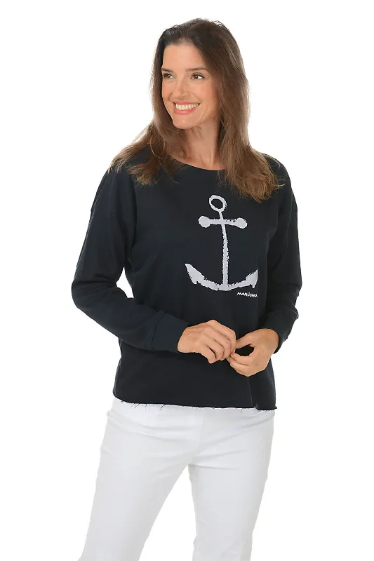 Fantastic Savings White Anchor Drop Shoulder Sweatshirt