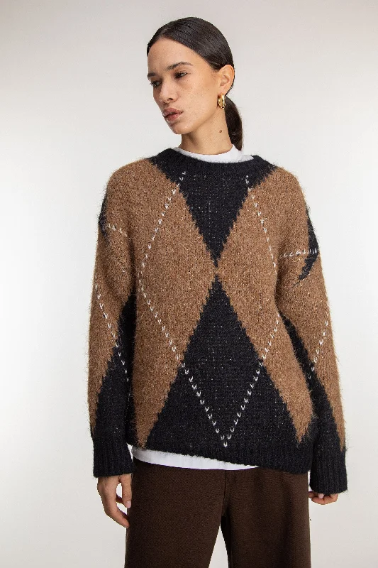 Bargain Bin OVERSIZED ARGYLE SWEATER