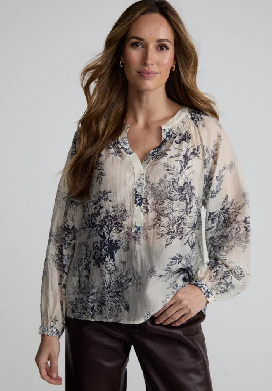 Fantastic Offers Eleanor V-Neck Floral Printed Blouse In Cream