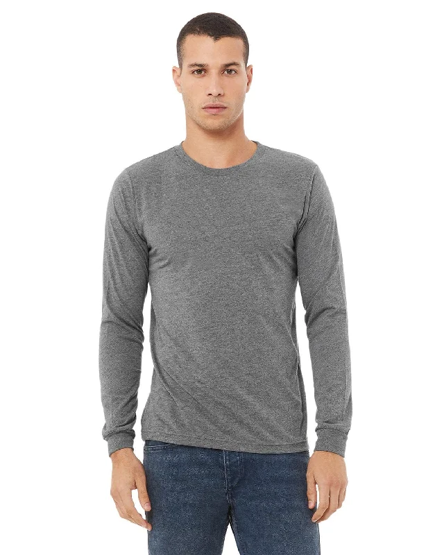 Bella+Canvas Long Sleeve Jersey T-Shirt | Grey Triblend