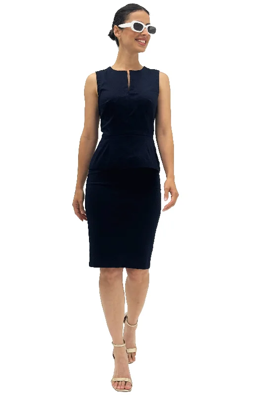 Midnight Sale Cotton Sleeveless Peplum Top with Slit Neckline