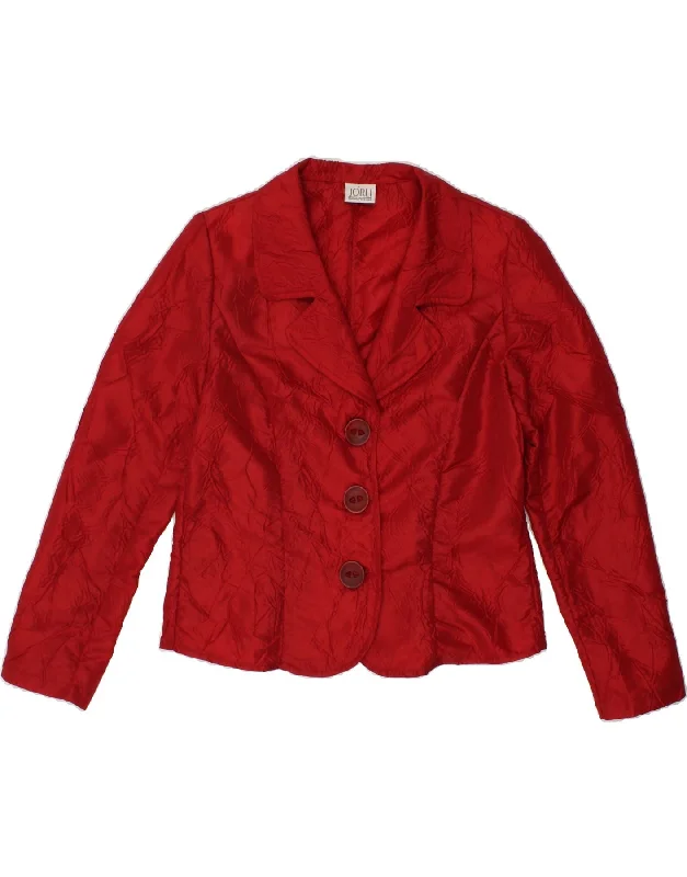 Weekend Deals That Spark JORLI Womens 3 Button Blazer Jacket UK 16 Large Red Polyester Weekend Deals That Spark JORLI Womens 3 Button Blazer Jacket UK 16 Large Red Polyester