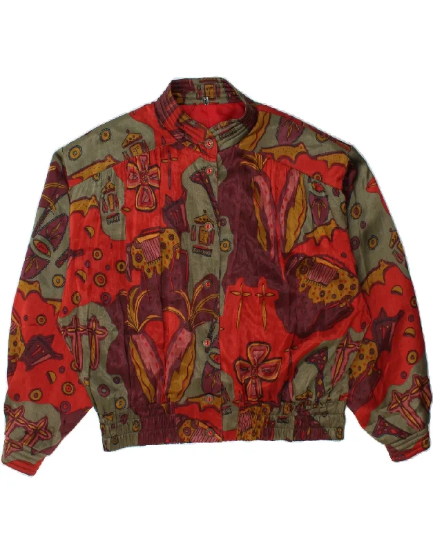 Unbeatable Deal VINTAGE Womens Oversized Bomber Jacket UK 10 Small Multicoloured