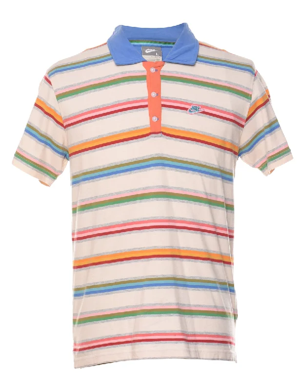 Nike Striped Multi-Colour Polo Shirt - L