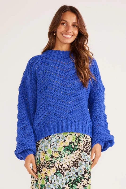 Mega Discount Luna Sapphire Zig Zag Knit Jumper