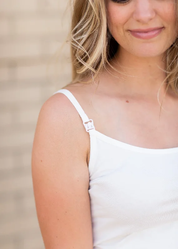 Weekend Savings Galore White Maternity + Nursing Tank - FINAL SALE