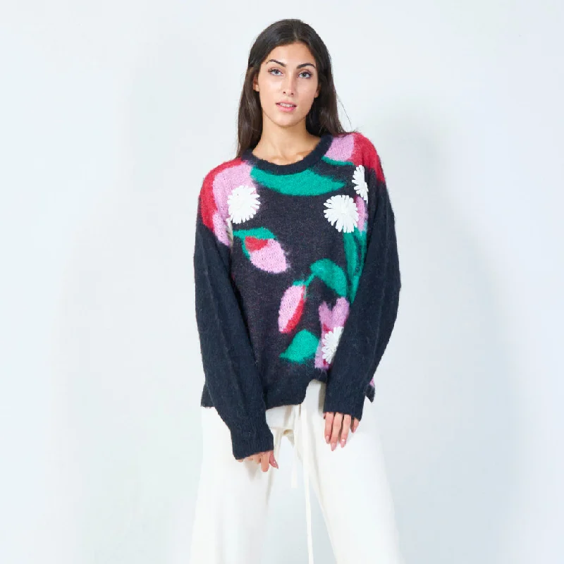 Weekend Bargains to Indulge In Abstract floral knit sweater wholesale