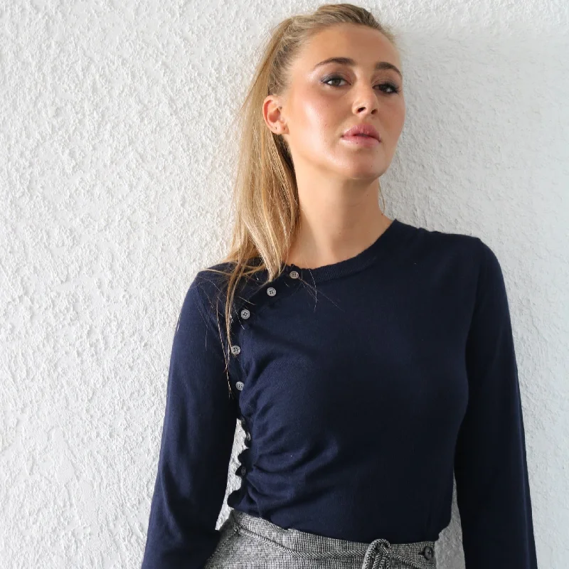Weekend Deals That Dazzle Abby Tie Wrist Sweater | Navy  [Final Sale]