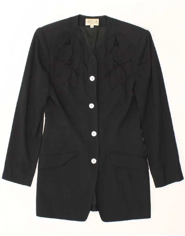 Value Deals CARTOON Womens Longline 4 Button Blazer Jacket EU 34 XS Black Viscose
