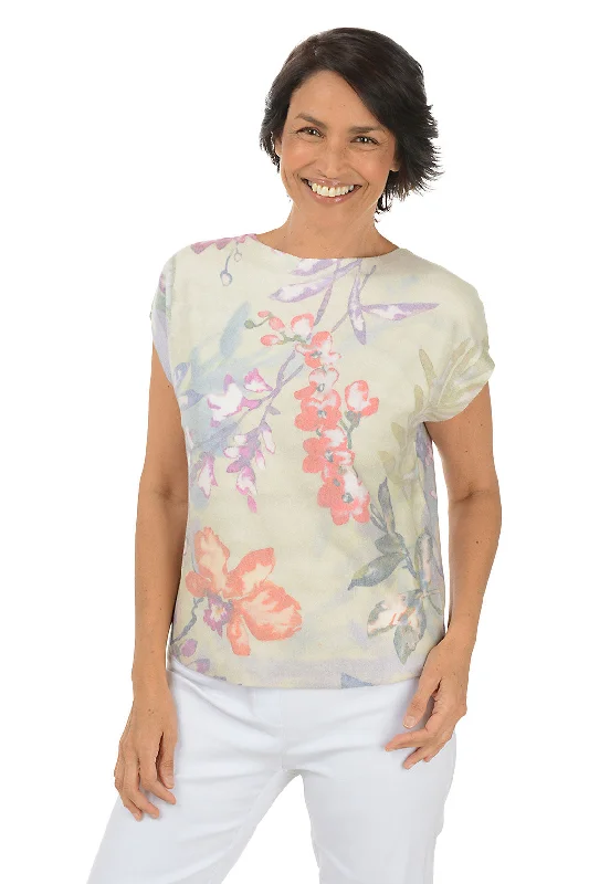 Special Savings Sakura Scoop Neck Cap Sleeve Sweater