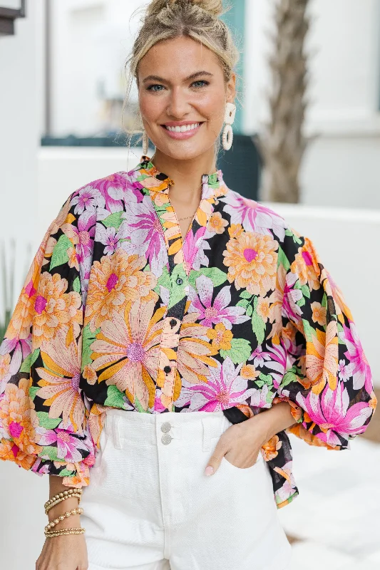 Limited Time Offer Fate: Still Got Time Black Floral Blouse