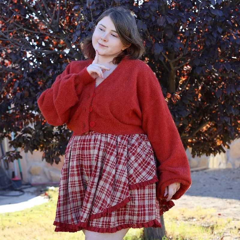 Weekend Discounts You Deserve (Pre-Order) Cropped Fuzzy Crimson Cardigan