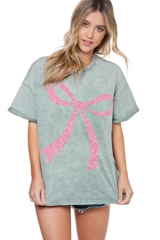 Deep Discounts Sparkle  Bow Graphic Tshirt