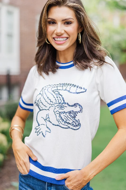 Super Sale Stay In Character White/Blue Gator Sweater