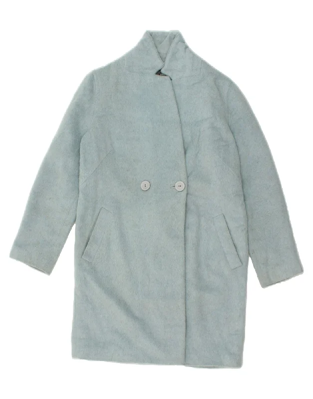 Steal Deal LAURA ASHLEY Womens Oversized Double Breasted Coat UK 8 Small Blue Acrylic