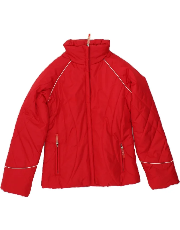 Weekend Deal VINTAGE Womens Padded Jacket UK 10 Small  Red Polyester